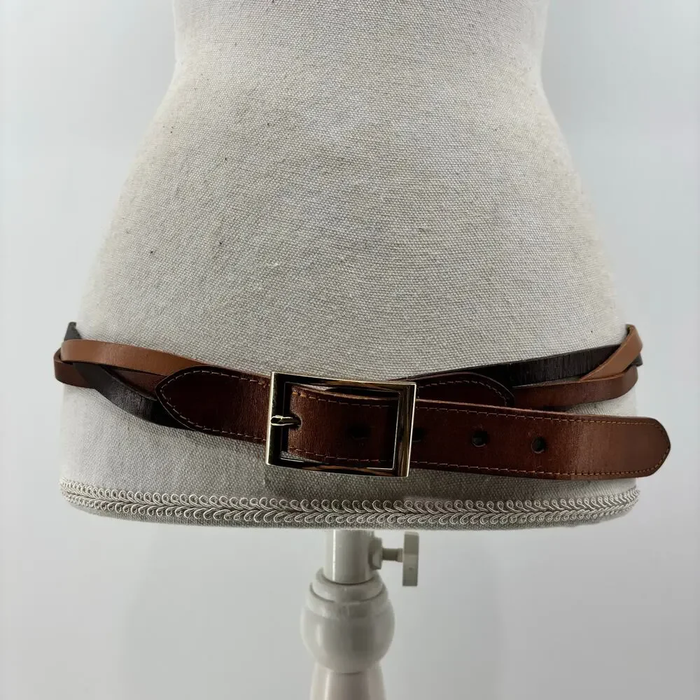 Women's Belt Size M/L Multi Shades Brawn Fashion Braided Boho